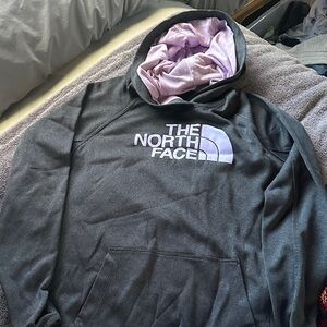 The North Face Gray Hoodie with Pink Lining